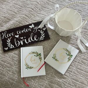 Wedding Vows Books and Flower Basket Set